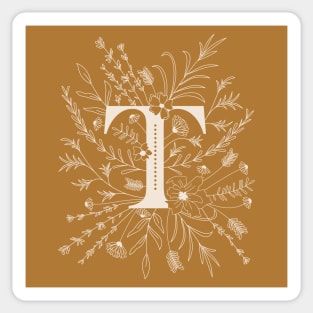 Botanical Letter T (Mustard Yellow) Sticker